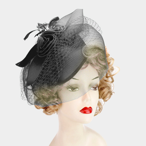 Accessories - Embellished Feather Mesh Fascinator Hat Accessories - Embellished Feather Mesh Fascinator Hat